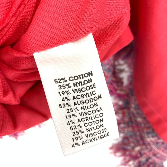 Worth Dress New York Women's Sz 6 Tweed Fringe Sheath Sleeveless Pink Multicolor - Picture 6 of 6